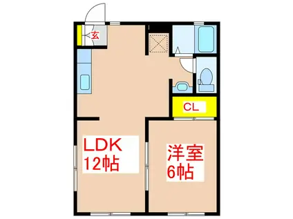 ソリアード藤(1LDK/1階)の間取り写真