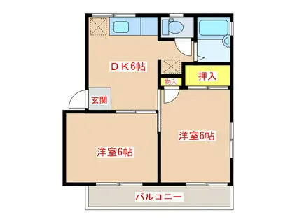 フレグランススリーゼB棟(2DK/2階)の間取り写真