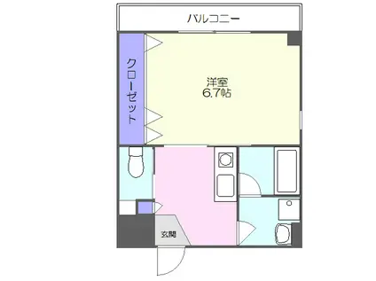 パールハイツ南台(1K/2階)の間取り写真