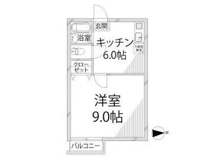 クリエイト太子(1K/2階)の間取り写真