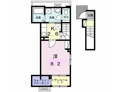 セント ヴィレッジ(1K/2階)の間取り写真