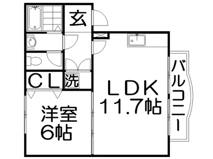 サザンコート(1LDK/3階)の間取り写真