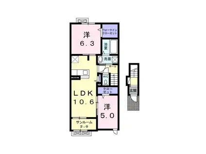 プランドールM(2LDK/2階)の間取り写真