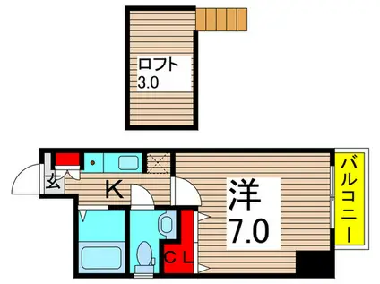メゾン朋泉五反野(1K/8階)の間取り写真
