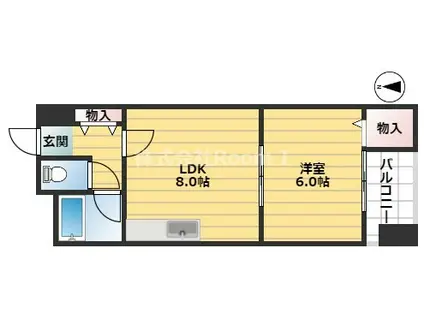 ディア大手前(1LDK/3階)の間取り写真