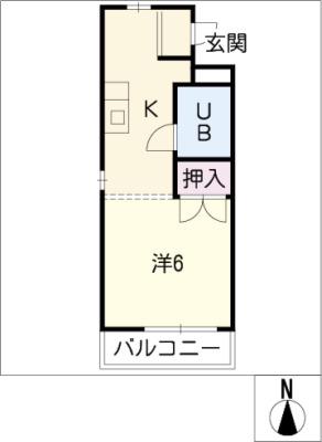 ヒルトップA(1K/1階)の間取り写真
