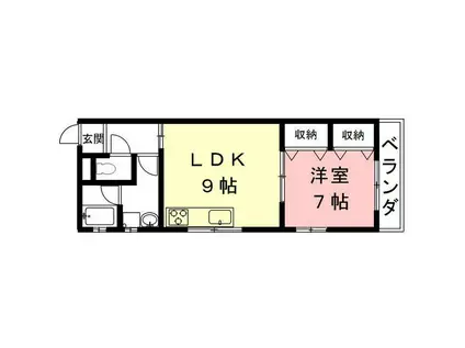 イノセント・カワグチ(1LDK/2階)の間取り写真