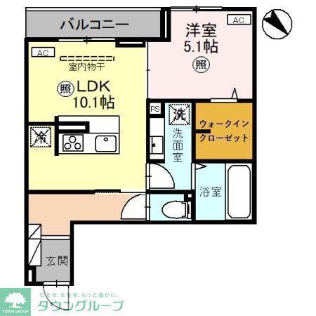 ノーブルヴィラ上尾(1LDK/2階)の間取り写真