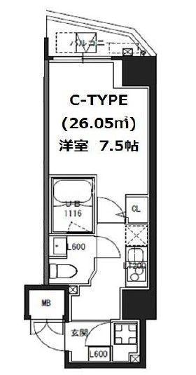 S-RESIDENCE蔵前(1K/3階)の間取り写真