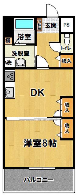 CASAアモールⅡ(1DK/2階)の間取り写真