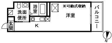 K・プラージュ(ワンルーム/2階)の間取り写真