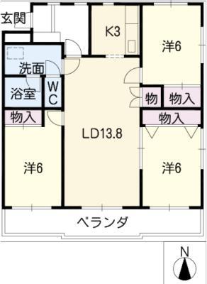 松崎パストラルコート(3LDK/1階)の間取り写真