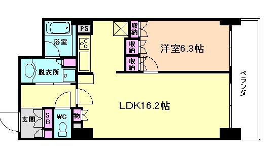 大阪福島タワー(1LDK/27階)の間取り写真