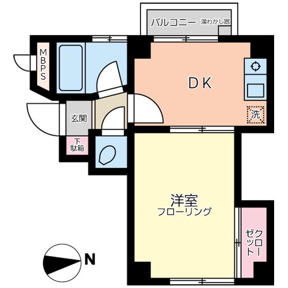 岡本マンション/不動前(1K/2階)の間取り写真