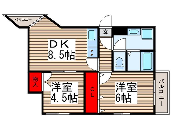 渋谷レジデンス(2DK/1階)の間取り写真