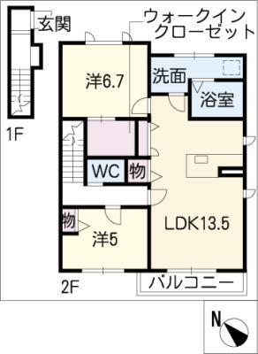 花水木A棟(2LDK/2階)の間取り写真
