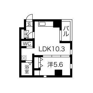 サンエスケーイワタ丸の内(1LDK/2階)の間取り写真