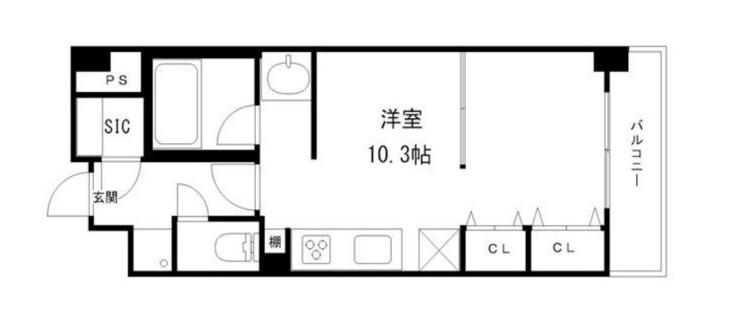 KDX堺筋本町レジデンス(ワンルーム/3階)の間取り写真