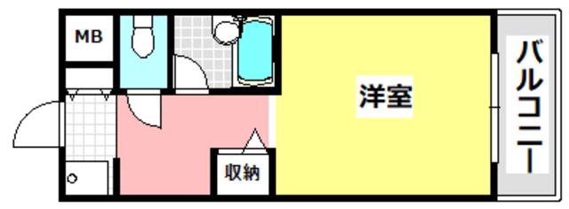 岸辺豊商ハイツII(ワンルーム/1階)の間取り写真