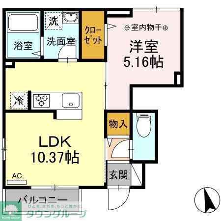 ルミエールD(1LDK/1階)の間取り写真