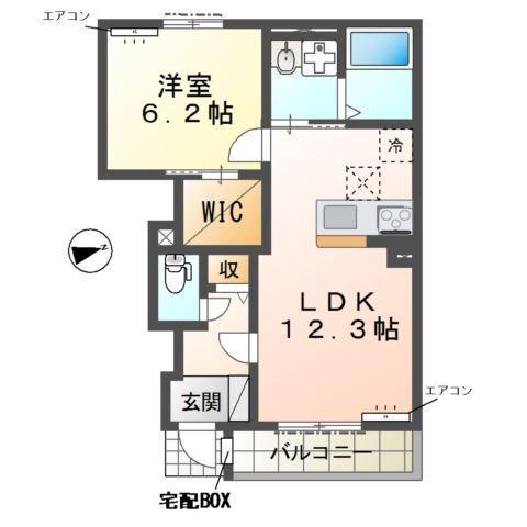 流山市加1丁目アパート(1LDK/1階)の間取り写真
