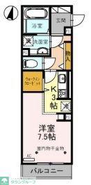 インペリアルヒルズ(ワンルーム/1階)の間取り写真