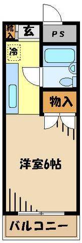 リバーサイドパーク小作(1K/2階)の間取り写真