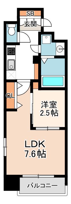 ファーストフィオーレ心斎橋イーストII(2K/9階)の間取り写真