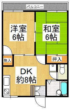 B・WPARTII(2DK/1階)の間取り写真