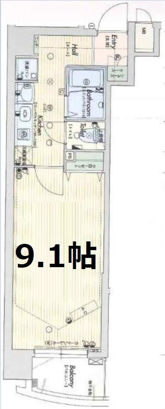 ラナップスクエア阿波座(1K/4階)の間取り写真