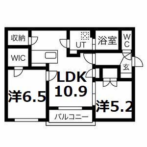 カレラ菊水(2LDK/5階)の間取り写真