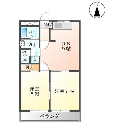 アネックスA(2DK/2階)の間取り写真