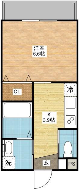 GRAN CASA 花丘(1K/4階)の間取り写真