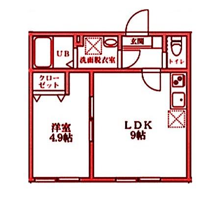 エレジオ横浜(1LDK/2階)の間取り写真