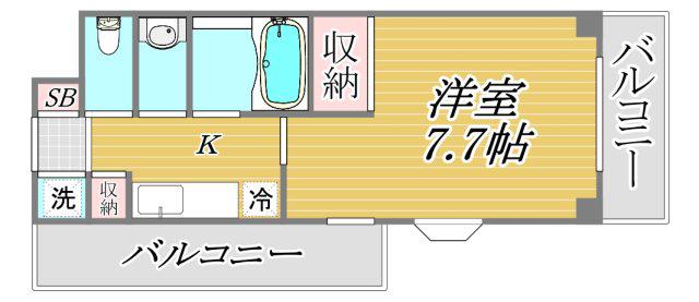 モンプラース(1K/4階)の間取り写真