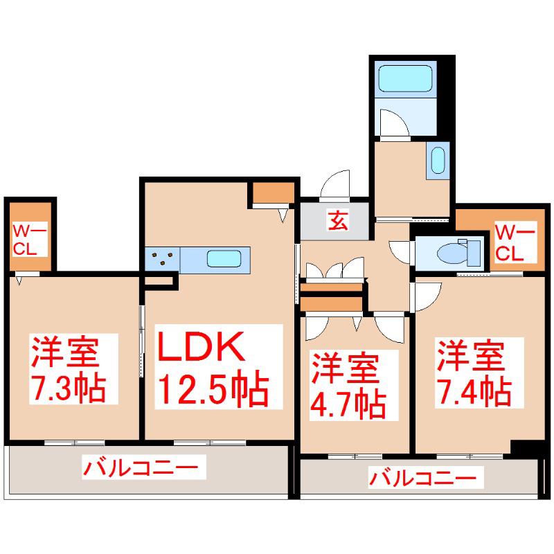 シャーメゾン大龍I棟(3LDK/3階)の間取り写真