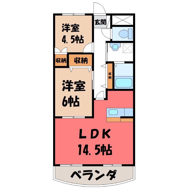 ファミーユ(2LDK/1階)の間取り写真