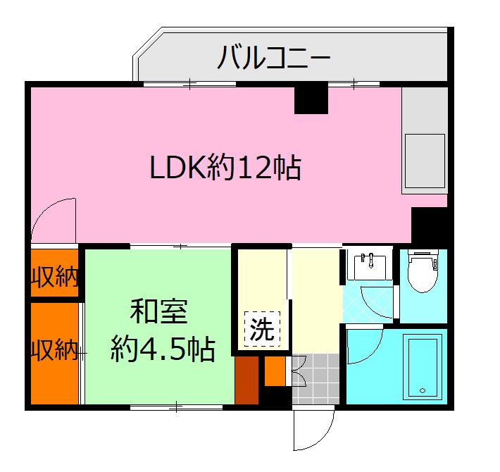 森島ビル(1LDK/4階)の間取り写真