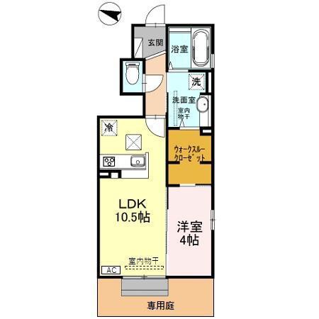 ピーチウィット(1LDK/1階)の間取り写真