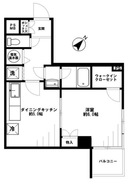 ライオンズマンション曳舟(1DK/6階)の間取り写真
