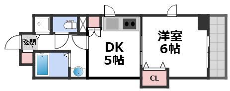 RE-SOUL清水谷(1DK/4階)の間取り写真