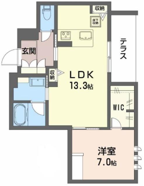 メゾンブランカあびこ南(1LDK/1階)の間取り写真