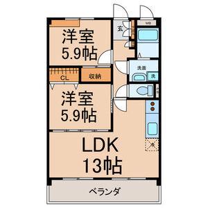 リヴェール ドミール(2LDK/1階)の間取り写真