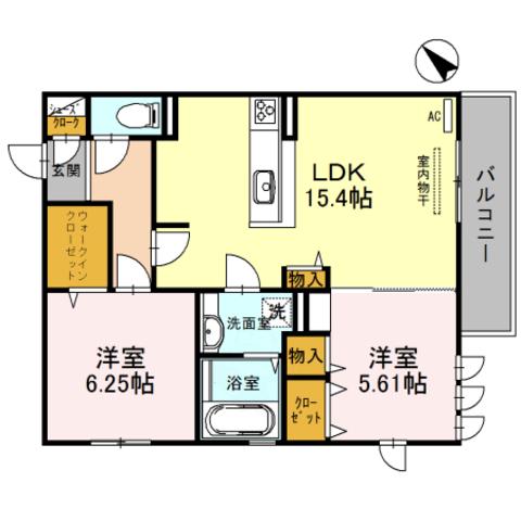 YAMA-NI(2LDK/2階)の間取り写真