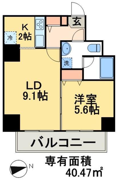 クレイシア蔵前(1LDK/11階)の間取り写真