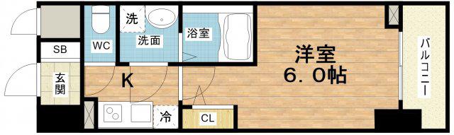 エスリードレジデンス大阪本町(1K/10階)の間取り写真