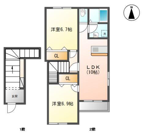 ウイング コート(2LDK/2階)の間取り写真