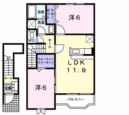 セイバリーII(2LDK/2階)の間取り写真