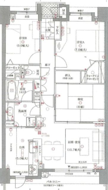 アーサー吉塚ビアンナ(3LDK/7階)の間取り写真