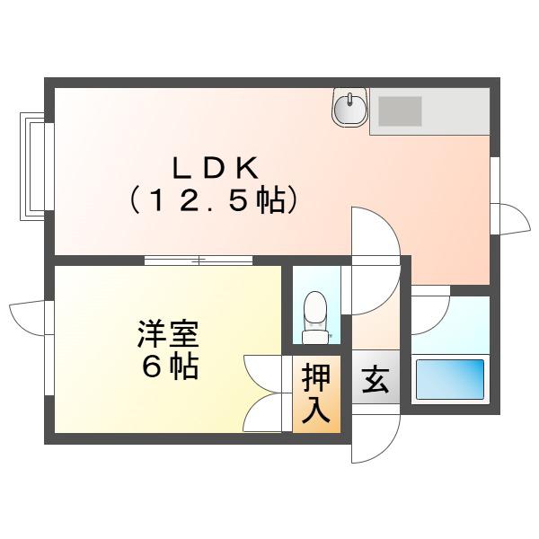 カーサMK A(1LDK/1階)の間取り写真